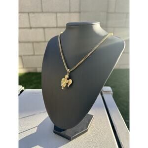 18K Gold Plated Angel Pendant Necklace Cherub Charm Gold Tone Chain